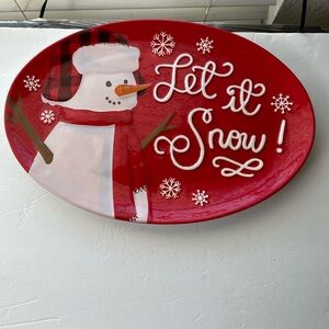 Threshold Red and White Snowman Holiday Plate